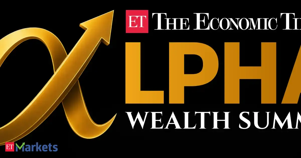 ET Alpha Wealth Summit logo with global market charts and AI graphics.