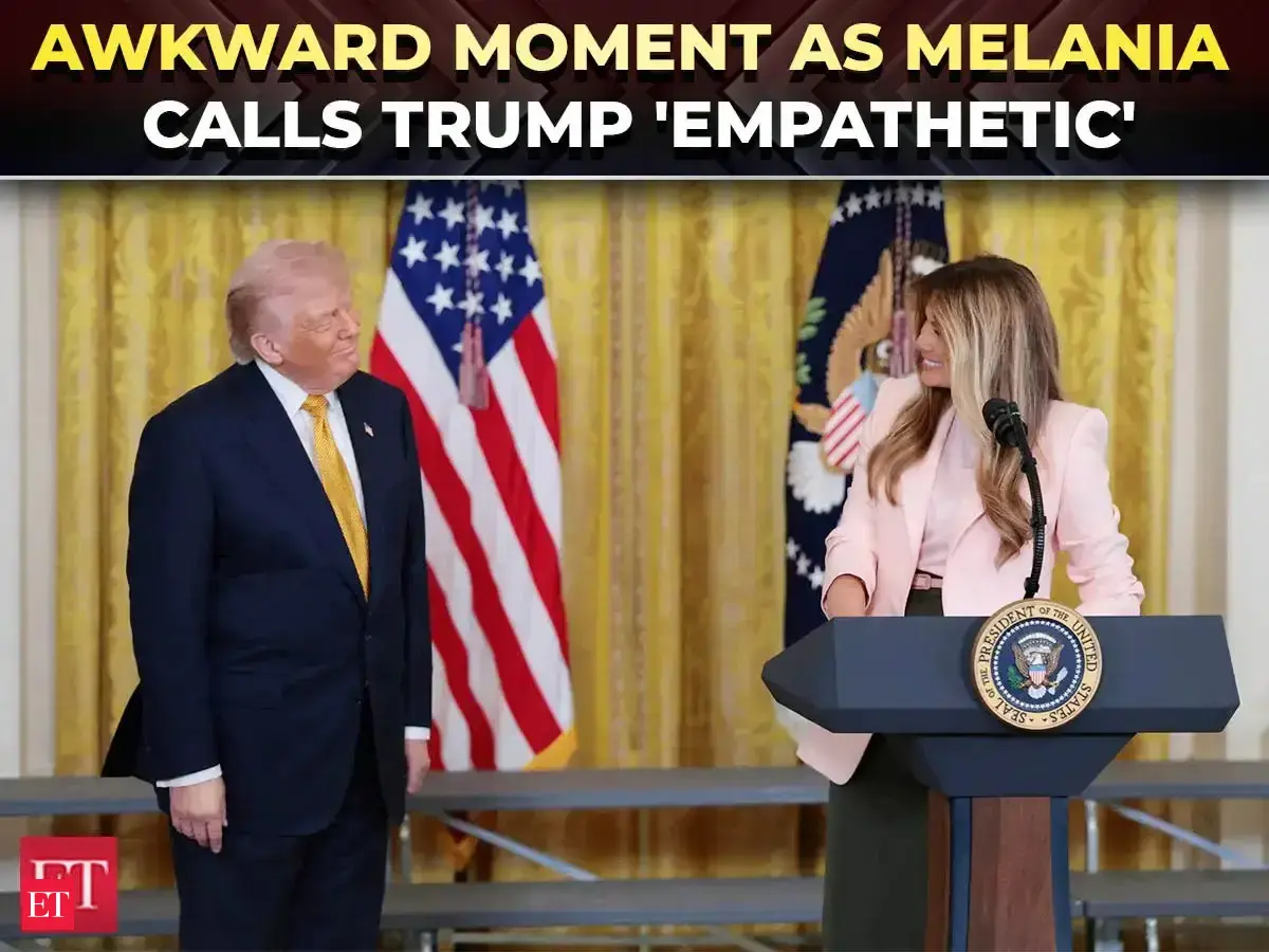 'Even she can’t say it with straight face!': Awkward laughs erupt as Melania praises Trump's empathy