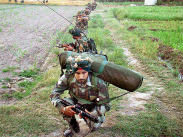 Army soldiers at exercise 'Rudra Aakrosh' in Punjab