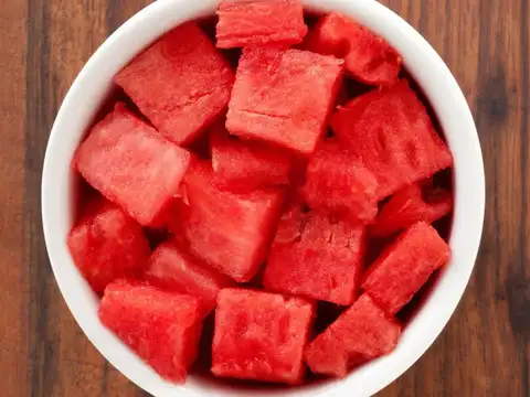 Watermelon Cubes with Mint and Black Salt
