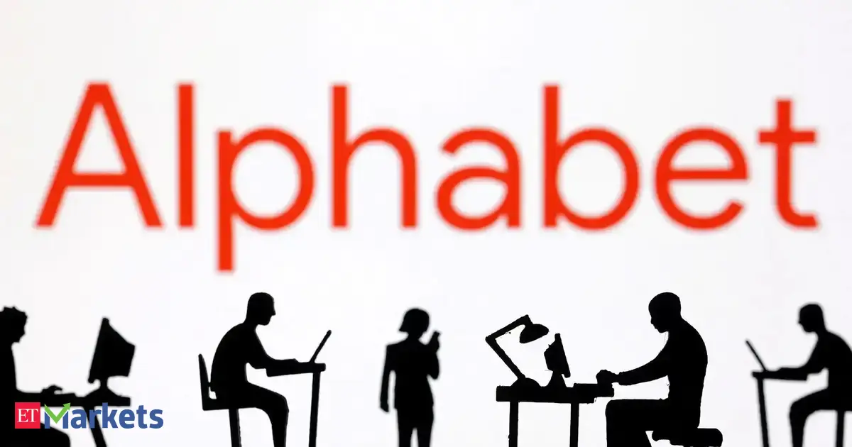 Alphabet logo juxtaposed with Japanese yen symbols and subtle AI-related graphics, symbolizing a new funding strategy.