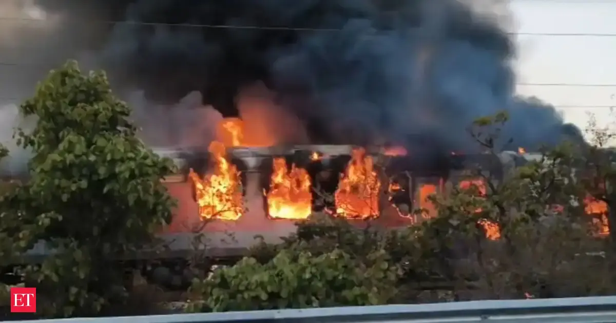 Fire breaks out in Delhi-bound Rajdhani Express coach in MP; five railway staff injured in repair vehicle crash