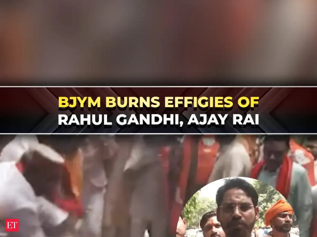 BJYM stages protest, burns effigies of Rahul Gandhi and Ajay Rai over remarks on PM Modi
