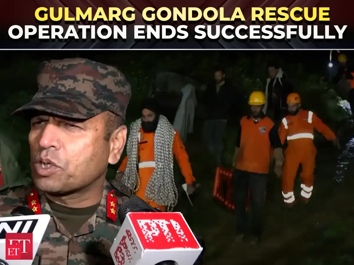 Indian Army, along with SDRF and J&K Police, concludes cable car halt rescue operations in Gulmarg