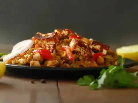 Paneer + tomato salad
