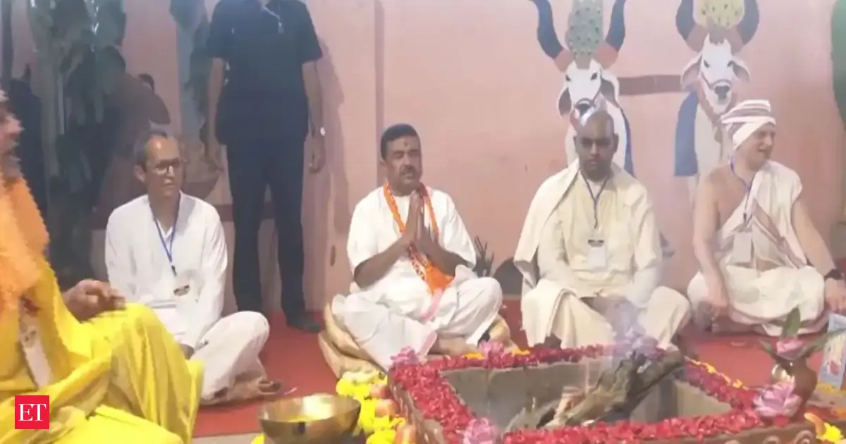 Suvendu Adhikari performs 'gau puja' during first ISKCON visit as Bengal CM