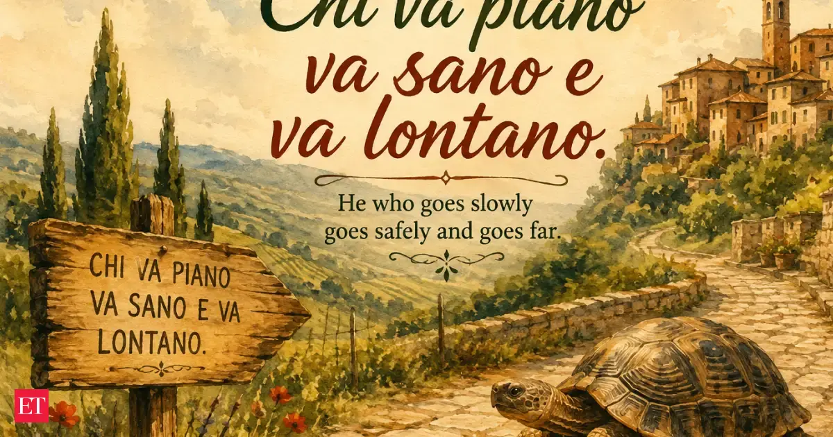 Italian proverb of the day: 'He who goes slowly goes safely and goes far.' Life lessons on patience, slow growth and why slow progress beats fast success