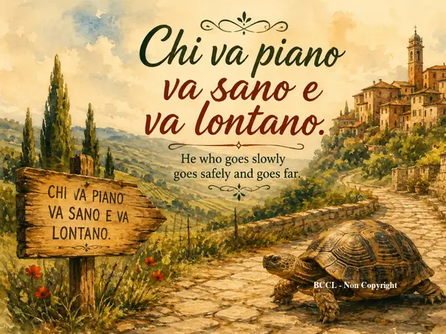 Italian proverb of the day: 'He who goes slowly goes safely and goes ...
