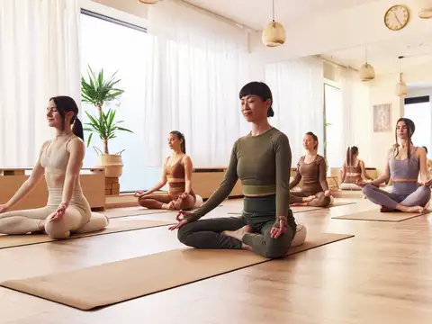 Attending a yoga class