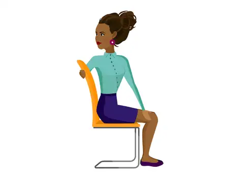 Seated spinal twist (Chair ardha matsyendrasana variation)