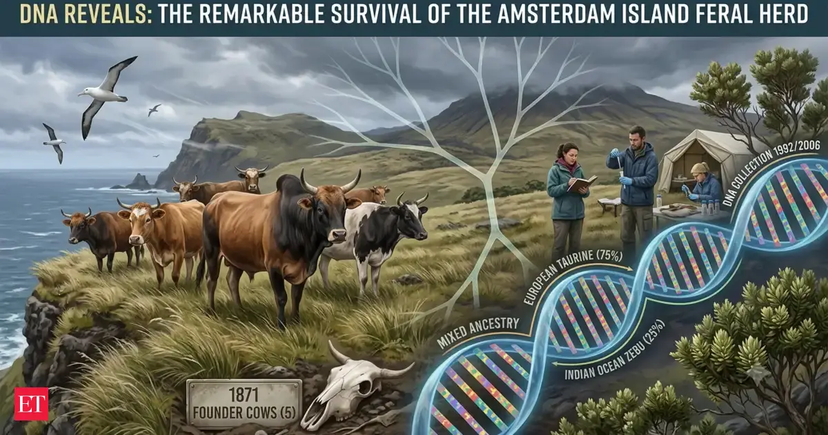 Five cows abandoned on a remote island for 130 years survived against the odds, and their DNA revealed why