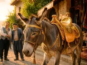 Proverb of the day from Turkey: 'Even if you put a saddle of pure gold on a donkey, it remains a donkey. The true worth of a human being is not measured...' Can money or luxury change who you really are? This Turkish saying has an answer