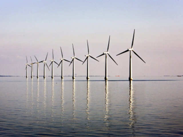 An off-shore wind farm near the Danish island of Samso