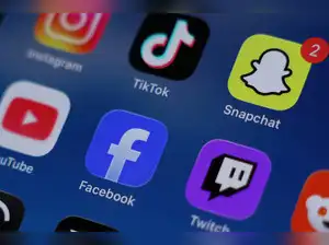 Social media apps are displayed on a mobile phone