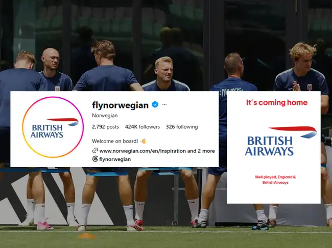 Hãng hàng không Norwegian Air đổi logo Instagram với British Airways sau khi thua cược World Cup FIFA.