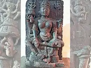 The image matches classical descriptions of Gayatri in the