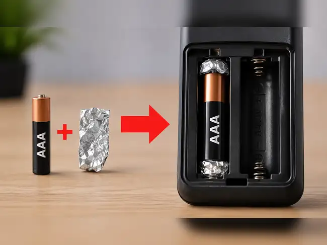 This simple aluminum foil could help a AAA battery fit a AA slot temporarily —but there's one important warning