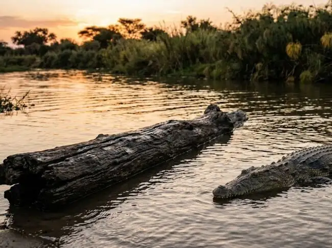 Log and crocodile