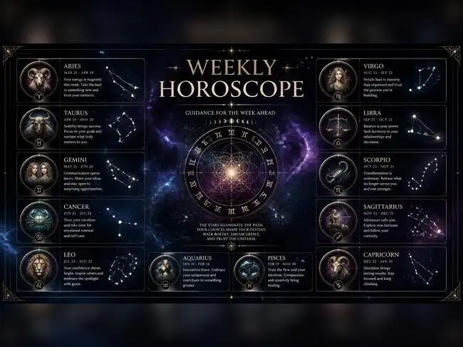 Weekly zodiac horoscope design