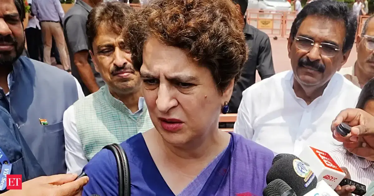 'Welcomed him as if he were a superstar': Priyanka Gandhi slams BJP MPs for felicitating Pradhan