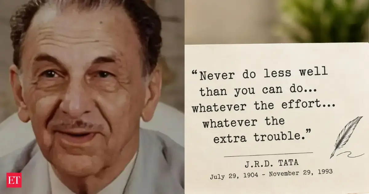 Quote of the day by JRD Tata: "Never do less well than you can do... whatever the..." Life lessons on excellence and success from the visionary who led Tata Group's global rise