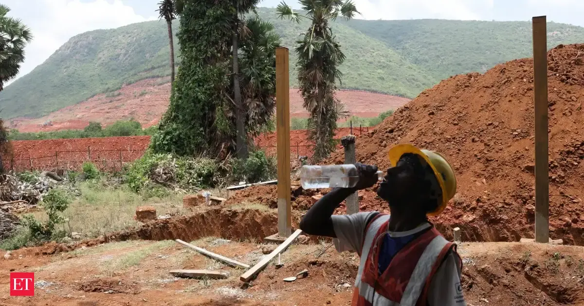 A construction worker at the site of the Google-Adani data centre while the Visakhapatnam data centre is facing considerable resistance from environmental activists