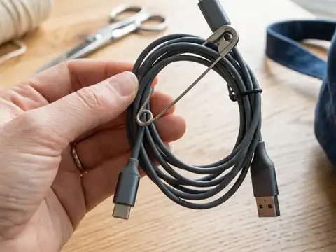 Make a temporary phone charging cable organiser