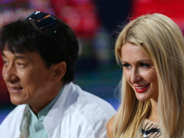 Paris Hilton and Jackie Chan at the 65th Cannes film festival