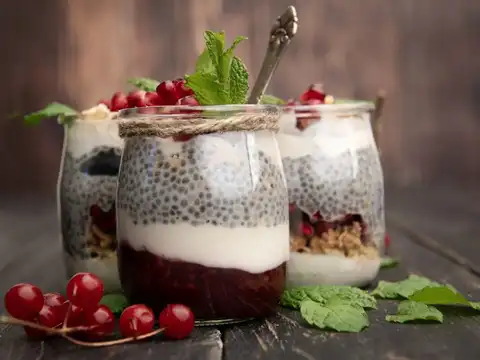 Chia pudding with nuts and berries