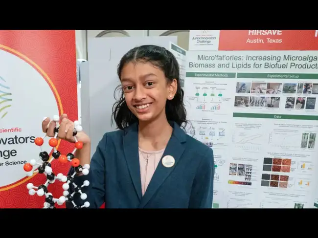 Arya Hirsave, a Texas seventh-grader who found a way to make algae produce 77% more oil in five days