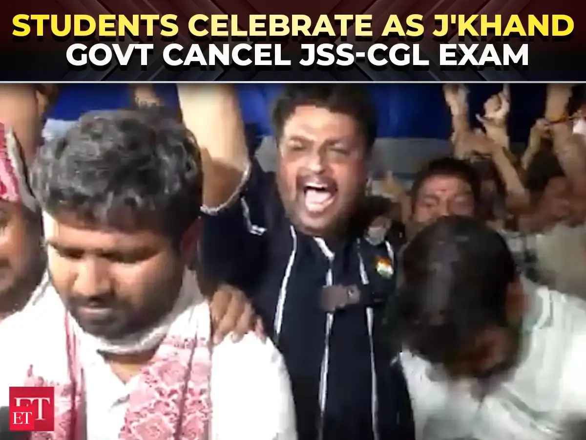 Students celebrate at Jaipal Singh Stadium after Jharkhand govt decides to cancel JSS-CGL examst