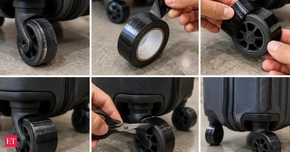 Before your next trip, try this simple adhesive tape hack on your suitcase wheels - the results may surprise you