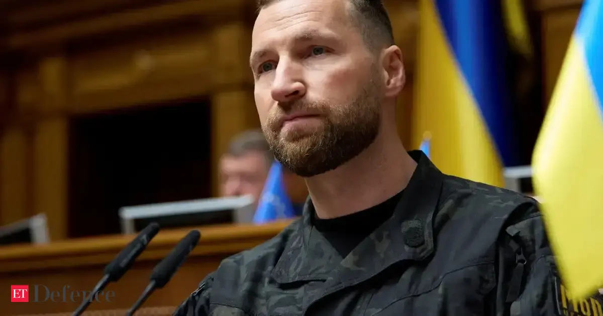 Newly appointed Ukrainian Defence Minister Yevhenii Khmara attends a session of the Ukrainian parliament.
