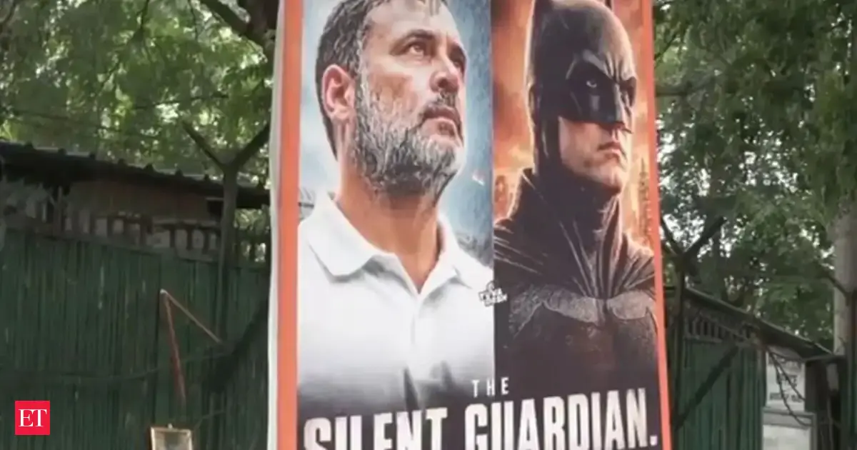 RaGa posters as 'real-life Batman' outside Cong HQ