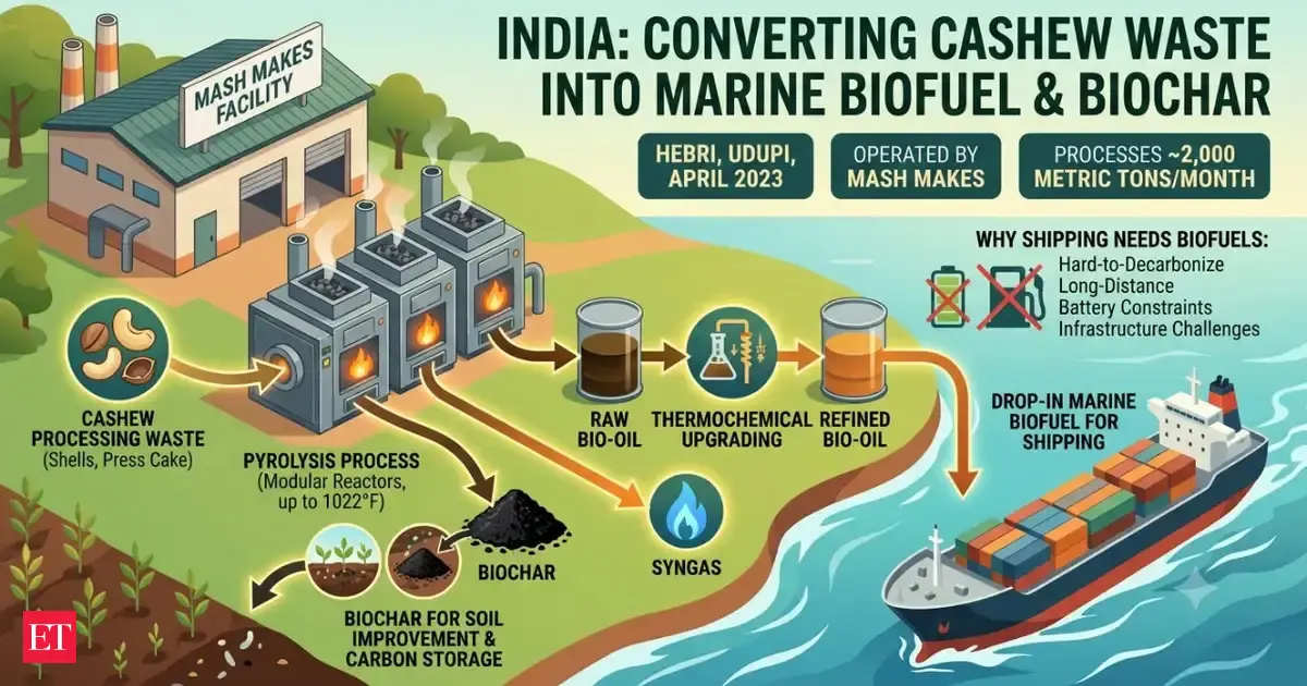 In April 2023, an Indian plant began converting 2,000 metric tons of cashew residues monthly into marine f