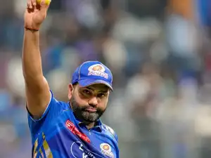 Mumbai: Mumbai Indians' Rohit Sharma during celebrations after the end of the In...