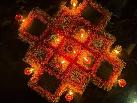 Pookalam with Diya