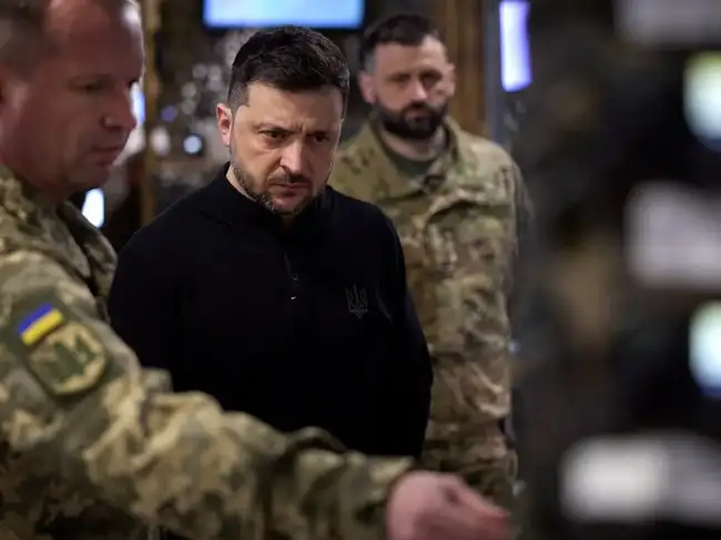 Ukraine's President Zelenskiy visits a front line in Zaporizhzhia region