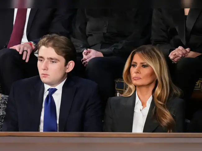 Barron Trump and first lady Melania Trump