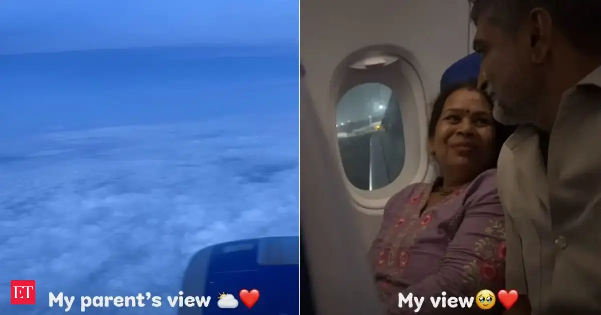 Daughter captures parents’ first flight in emotional video: ‘From holding my hand to watching them fly’