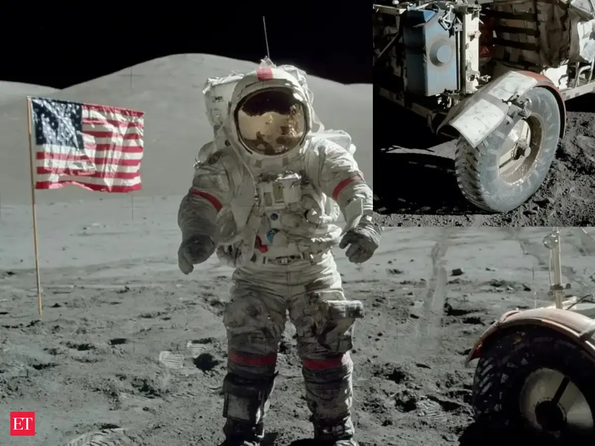 In 1972, Apollo 17 astronauts tore a rover fender on the Moon; they rebuilt it with four spare maps, duct tape, and clamps, and the fix lasted through 9.1 km of driving