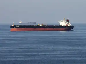 Oil tankers pass through the Strait of Hormuz