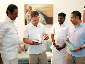 New Delhi, Jun 15: Lok Sabha LoP Rahul Gandhi meets Congress MP Praveen Ch...