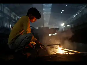 Steel production at a factory in Mandi Gobindgarh