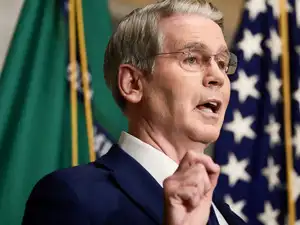 FILE PHOTO: U.S. Treasury Secretary Scott Bessent speaks outlines further sanctions against Iran, at the Treasury Department in Washington