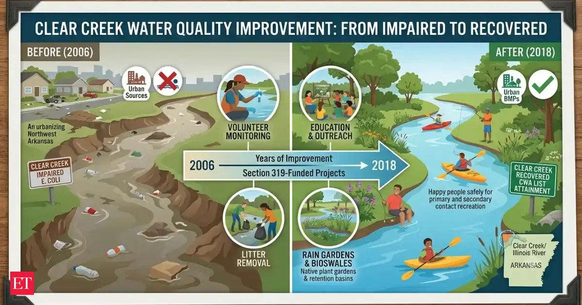 In 2006, Arkansas DEQ listed Clear Creek for E. coli. 12 years later, the creek attained the recreation standard in 2018, restoring contact recreation after BMP projects