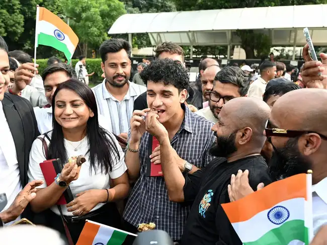 Cockroach Janta Party (CJP) party supporters celebrate as Supreme Court quashes all FIRs across country against students