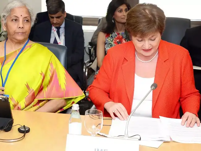 **EDS: IMAGE VIA @FinMinIndia** Washington: Union Finance Minister Nirmala Sitha...