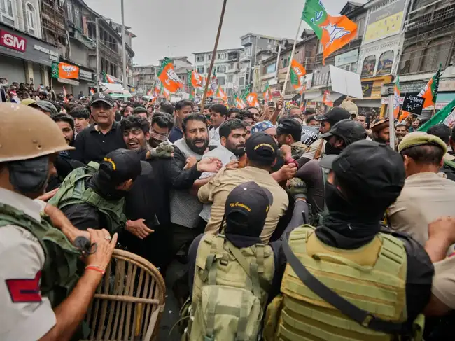 Ruling National Conference and BJP held separate protests in Srinagar