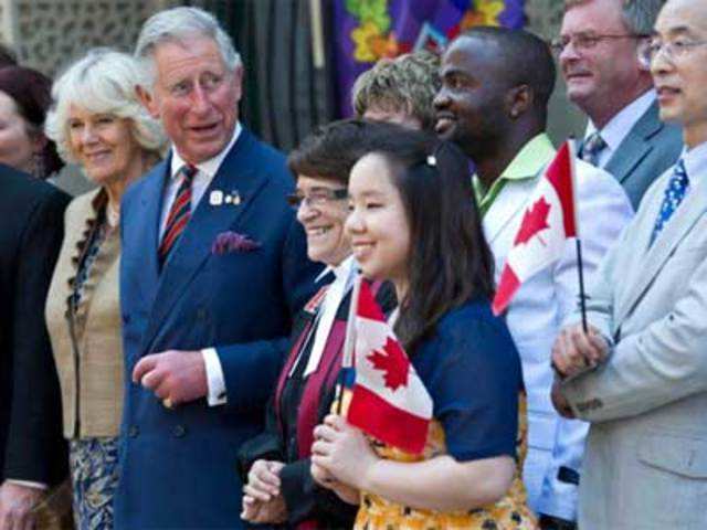 Prince Charles and Camilla pose during their visit to Canada